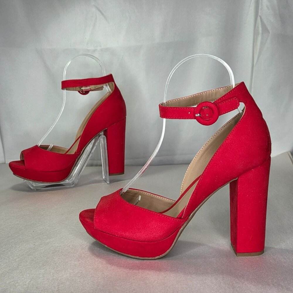 NWT Sun + Stone Reeta Block-Heel Platform Sandals - Red